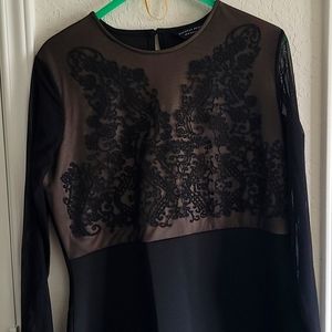 Black beaded mesh party dress